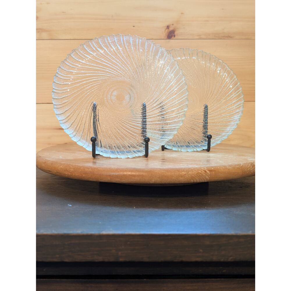 Vintage Arcoroc France Seabreeze Swirl Salad Plates - Set of 2 - 7.25"